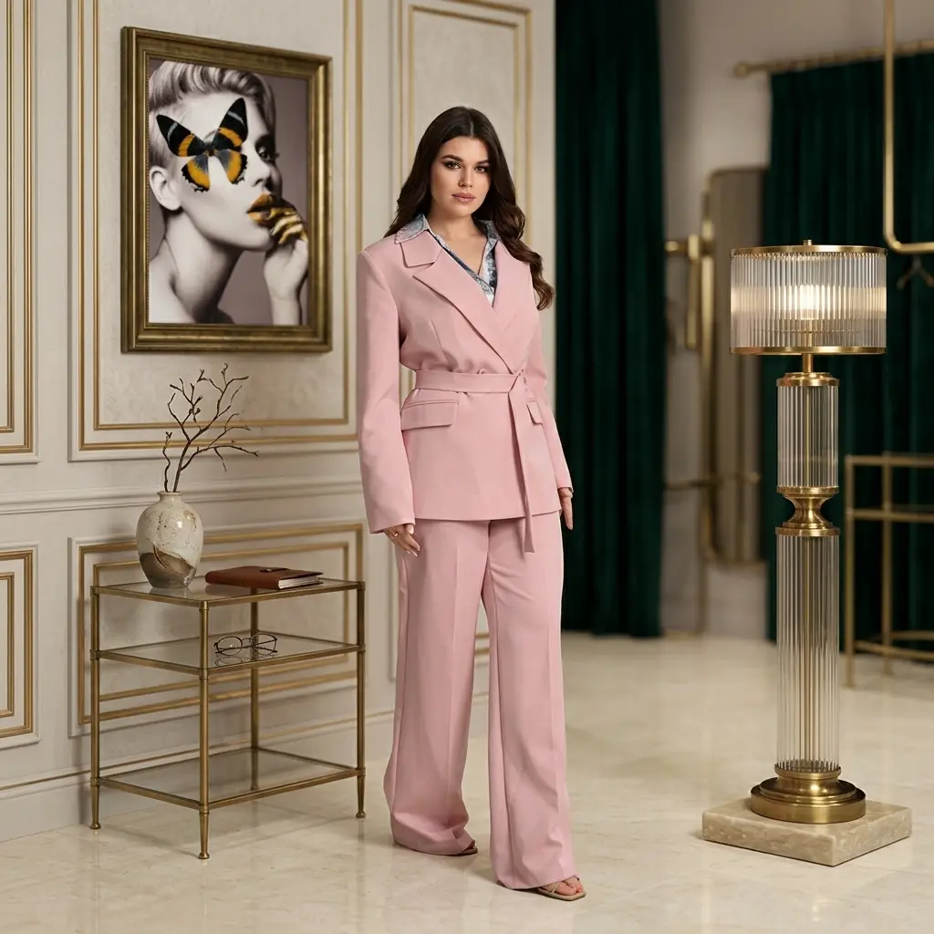 Baby Pink Two Pieces Outfits with belt MF0526-2