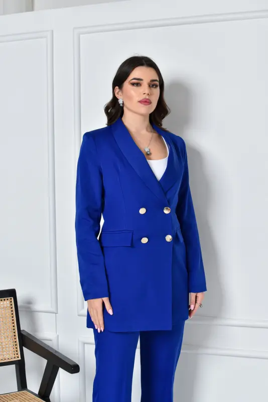 Royal Blue two piece outfit long -002-1123