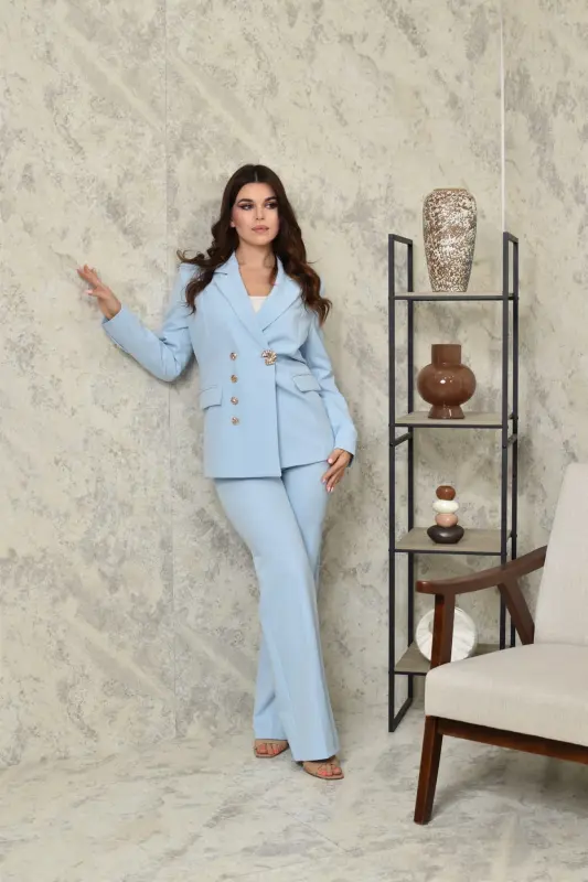 Baby Blue Two Pieces Outfits with one side bottom MF0526-1