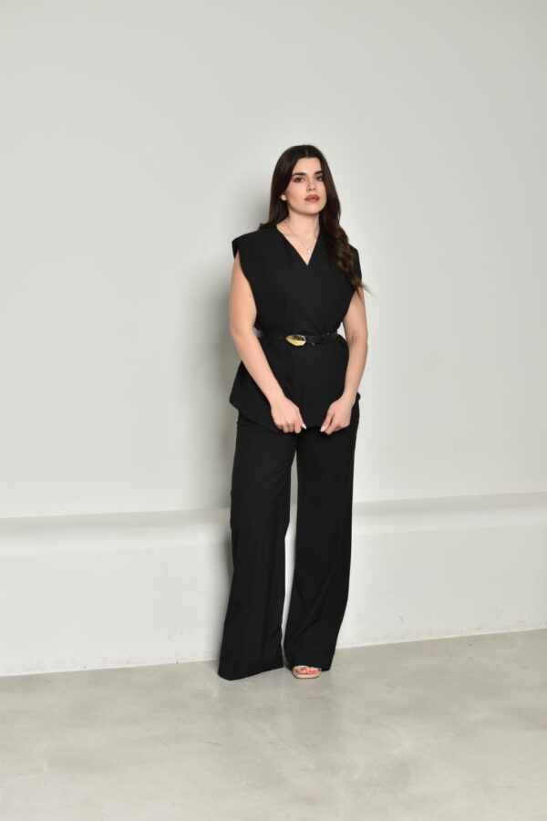 Black Two Pieces Outfit with Belt- ST23