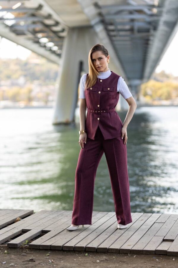 Burgundy Color Two Pieces Outfit LF1025-5