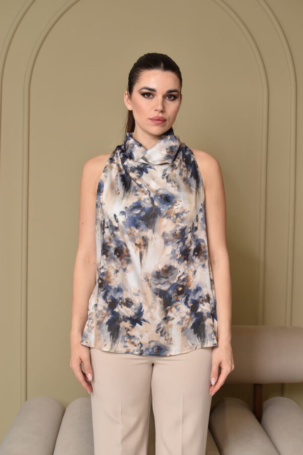 Blouse blue with grey ST0225-3