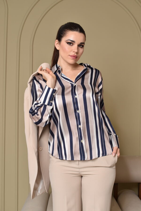 Blue and Beige  Blouse MR0226-7