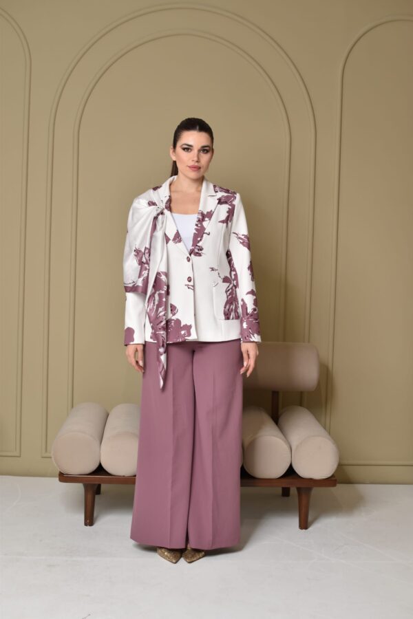 Floral Suit Move with Scarf Suit Two Pieces Outfits- LF0225-2