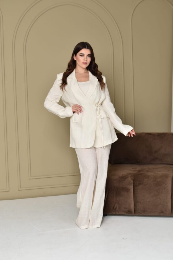 White Linen Suit with Tying Side FG0226-03