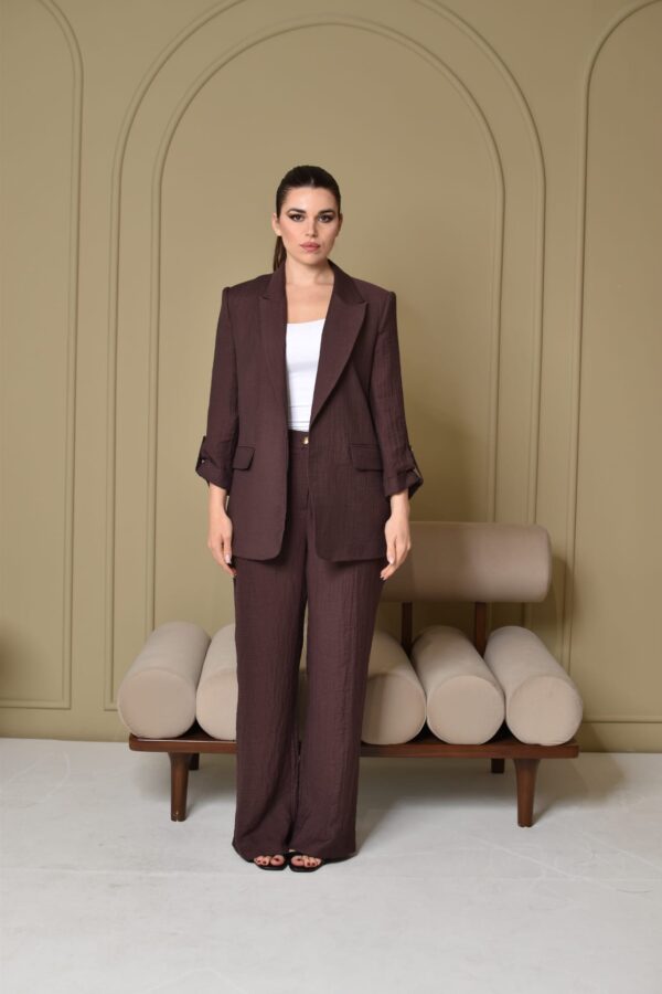 Dark Purple Color  Linen Suit FG0226-08
