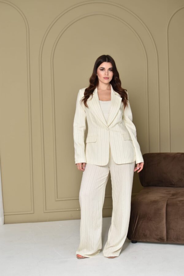Off White Stripe Linen Suit FG0226-02
