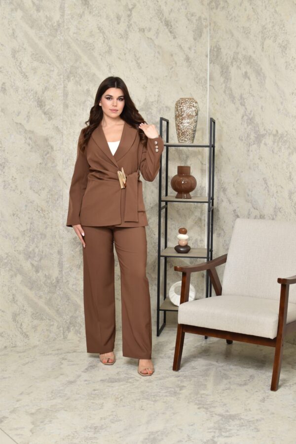 Brown Two Pieces Outfits with one side Golden Design R0526-06